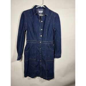 UNTUCKit Womens Blue Denim Button Front Mini Shirt Dress Indigo Size 2